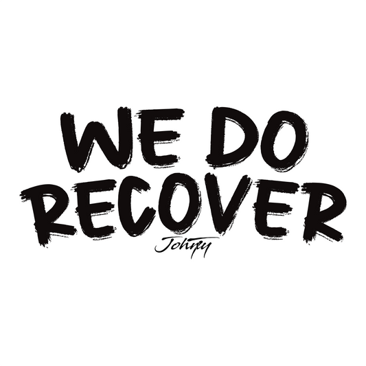 We Do Recover typography logo in black, recovery message design by JohnyT
