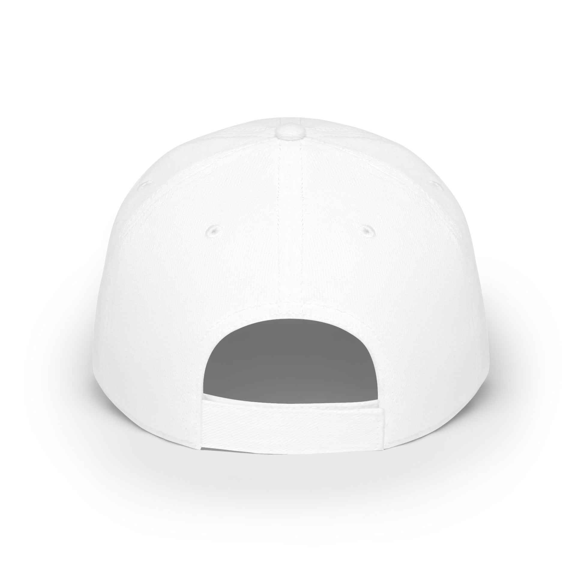 Back view of white low profile dad hat with adjustable strap, Johny-T recovery apparel
