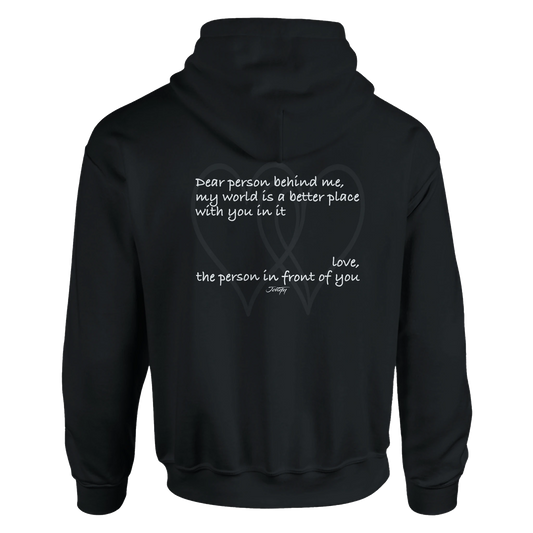 Black hoodie with minimalist white text reading “you are enough.” A cozy and empowering hoodie that promotes self-love, confidence, and positivity. Perfect for everyday wear or thoughtful gifting.